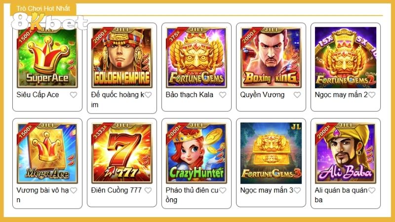 Top các game slot siêu đình đám chỉ có tại 8kbet