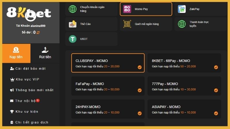 Ưu điểm khi nạp tiền tại 8kbet là gì?